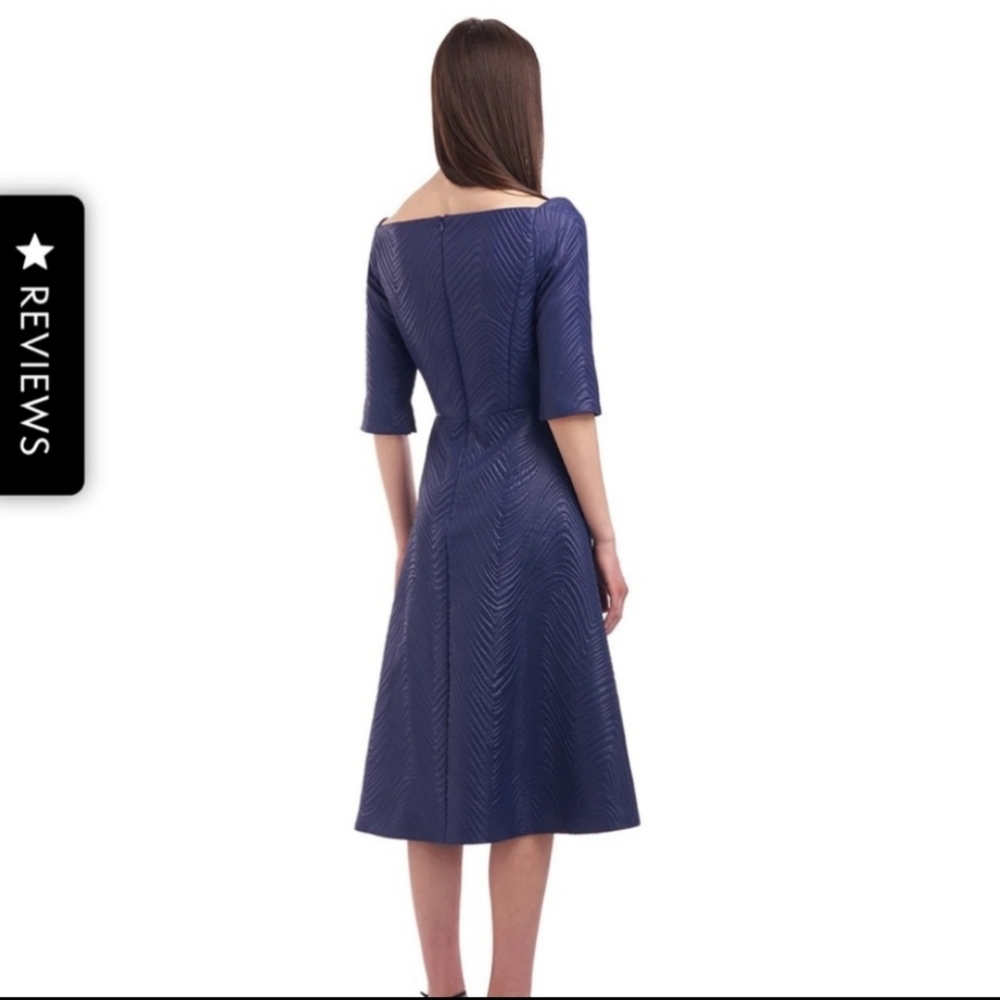 Kay Unger Quilted Jackquard Elbow Sleeve Midi leght Dress - Picture 3 of 15